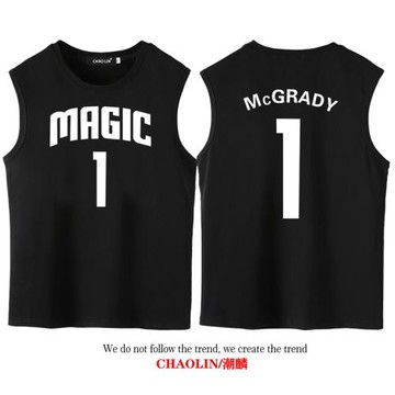 魔術隊麥迪籃球無袖T恤男球衣1號訓練服TMAC運動休閑運動背心夏季