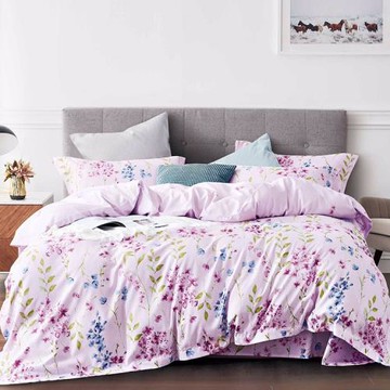 Indian 新科技天絲吸濕排汗雙人兩用被床包四件組-紫色繡球