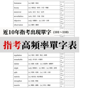 🔥進階版指考單字！【116學測適用】10年指考高頻率精華英文單字表｜依近10年指考出現次數編排的單字表／英文單字書