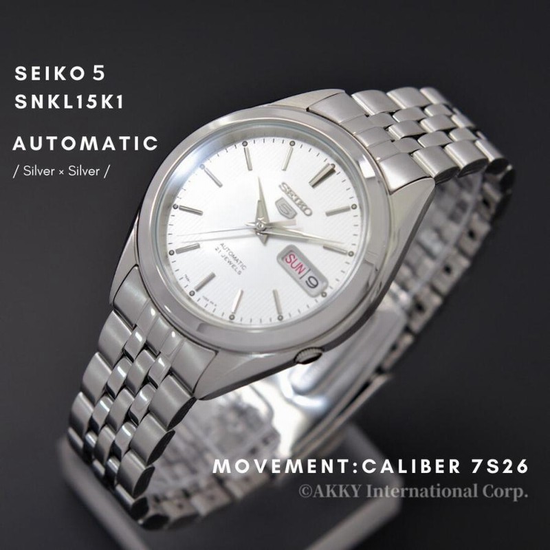 セイコー SEIKO 5 腕時計 海外モデル 自動巻き シルバー文字盤