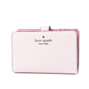 KATE SPADE 鵝卵石紋釦式雙折中夾-粉色