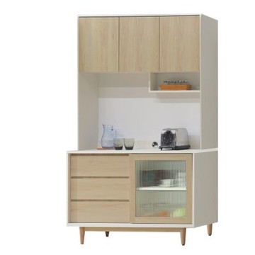 文創集 愛楓木4尺開＆推門三抽高餐櫃組合-121x45x200cm免組