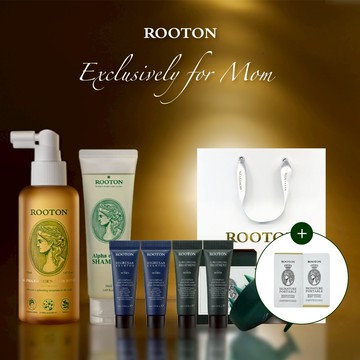 快速出貨【ROOTON】感謝媽媽🌷甦活植萃髮根噴霧150ml+甦活植萃洗髮精70ml+頭皮按摩梳+沐浴膠5ml+身體乳5ml+甦活洗髮精+海藻洗髮精10ml x2+護髮素10ml x2+燙金禮袋