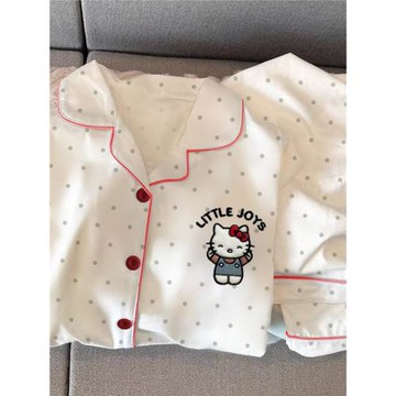 甜美ins可愛KT貓睡衣女款春秋季純棉長袖日系卡通學生家居服套裝