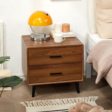 開發票 床頭櫃   新中式床頭柜實木胡桃色收納柜客廳小戶型北歐風家居臥室床邊柜子 快速出貨