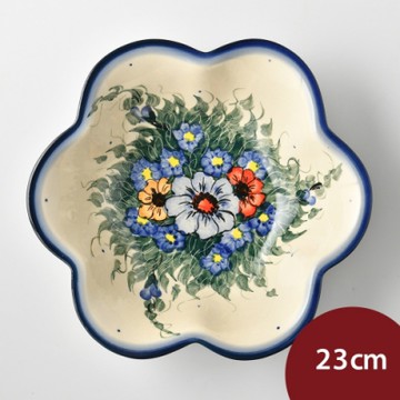 波蘭陶 紫花蔓藤系列 花型深盤 23cm 波蘭手工製