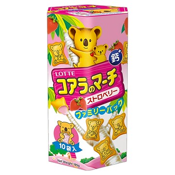 LOTTE 樂天 小熊餅 草莓風味 10包 家庭號 Set  195g  1盒