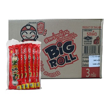 【泰國小老板 BIG ROLL】 泰國小老板海苔棒棒卷 BIG ROLL 烤脆紫菜卷 海苔捲(辣味)(2.5公克x180條) - 箱購