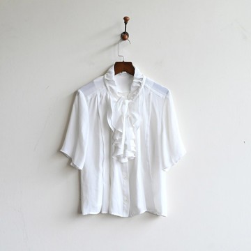 【蛋植物古著】盛夏荷葉紗質短袖古著襯衫