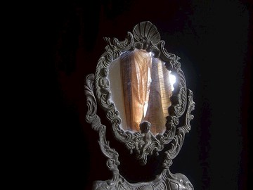 【老時光 OLD-TIME】早期歐洲天使銅桌鏡