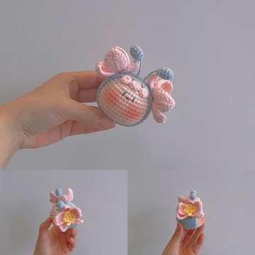 🔥新款🔥毛綫團鈎針蝴蝶蘭花束團子手工編織diy材料包自製可愛掛件鑰匙扣diy毛線針織/手作材料包/鉤織毛線 EF0S