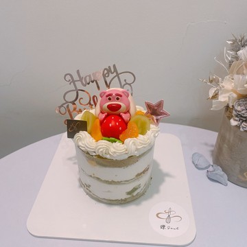 熊抱哥裸蛋糕 公仔裸蛋糕 公仔蛋糕 水果蛋糕 客製化 鑠甜點 4吋