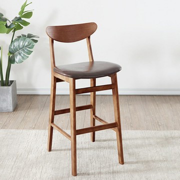 實木吧台椅北歐極簡家用靠背高腳椅酒店吧椅高腳凳奶茶店前台椅子 雙11全館免運