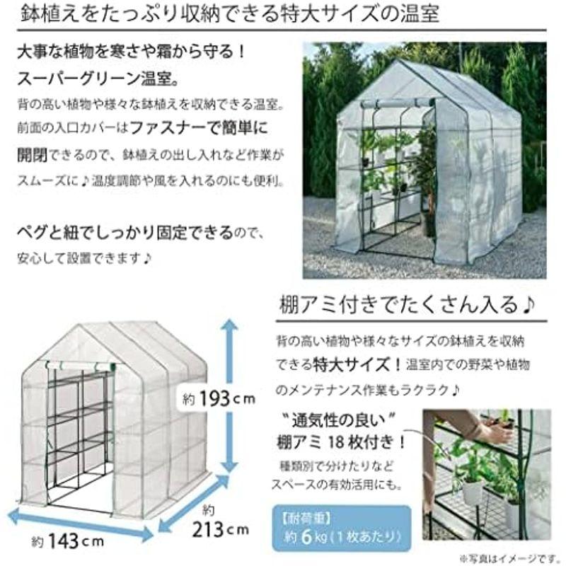 武田コーポレーション 温室・園芸・棚 グリーン 142×75×193cm ワイドグリーン温室 WGO-143