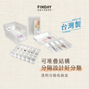 ﹝FINDAY﹞透明分隔收納盒｜𝙈𝙄𝙏台灣製｜安納收納盒 抽屜整理盒 飾品收納盒 堆疊收納 文具分類盒 化妝品收納 聯府