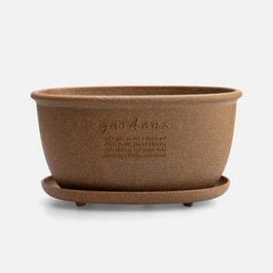 Hachiman Garden環保橢圓盆器320號 大地(含底盤)