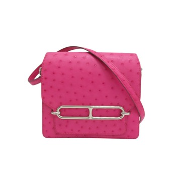 HERMES 愛馬仕 糖果色 鴕鳥皮 Roulis Mini Bag 肩背包 Y刻 銀扣 【二手名牌BRAND OFF】