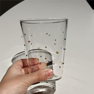 法式復古彩色珠飾高腳香檳杯 ins風小眾設計感玻璃酒杯 家用輕奢