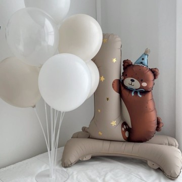 ins小熊寶寶 站立熊氣球 兒童寶寶生日氣球 數字1熊熊氣球 鋁膜氣球 小熊氣球 熊造型氣球 生日氣球 週歲氣球 收涎