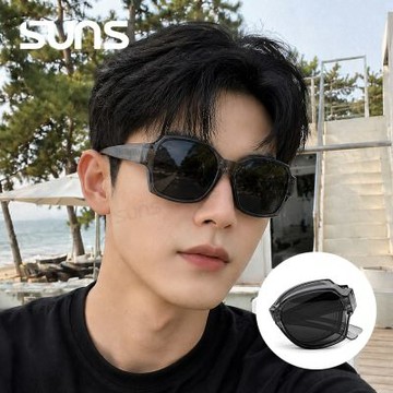 【SUNS】全包覆式折疊墨鏡 時尚大框ins偏光套鏡 透灰 抗藍光+抗UV400 防眩光/遮陽/眼鏡族首選