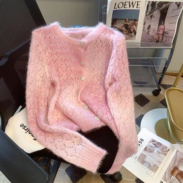 【巴黎精品】針織衫長袖毛衣-甜美渲染鏤空女上衣2色a1cv96