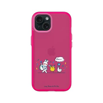 iPhone 15 JellyTint 粉漾桃 - 懶散兔與啾先生 Lazy Rabbit and Mr.Chu - music!