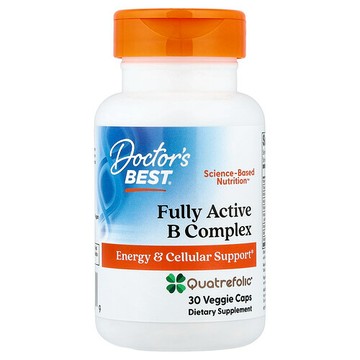 Doctor's Best, 全活性 B 族複合物，含 Quatrefolic，30 粒素食膠囊