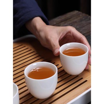 羊脂玉茶杯陶瓷品茗杯白瓷杯子個人喝茶杯功夫茶具配套百搭主人杯