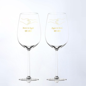 情侶禮物 紀念日 訂製牽手紅酒對杯|雕刻