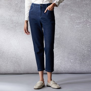 彈性有機棉口袋牛仔九分修身褲