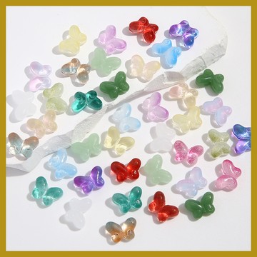 （10個/包）10×14mm仿玉漸變蝴蝶吊墜琉璃散珠 diy手鍊項鍊髮簪琉璃珠飾品配件 串珠 串珠材料 串珠材料包 珠珠