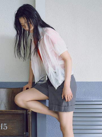 Half Sleeve Shirring Jumper Casual Jacket [White] (KE5539M031)