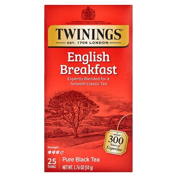 Twinings, 全紅茶，英式早餐茶，25 茶包，1.76 盎司（50 克）