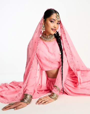 Nesavaali lehenga dupatta in blush pink