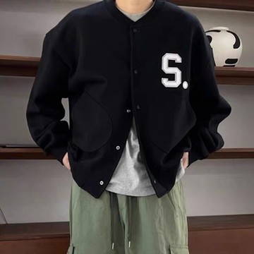 【AMERO】男裝 女裝 刷毛棒球風外套 刺繡英文字 情侶裝