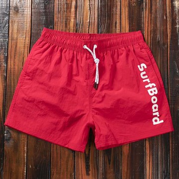 沙灘褲男速干騷氣潮ins男短褲字母印花簡約三分褲 夏季海邊速干褲