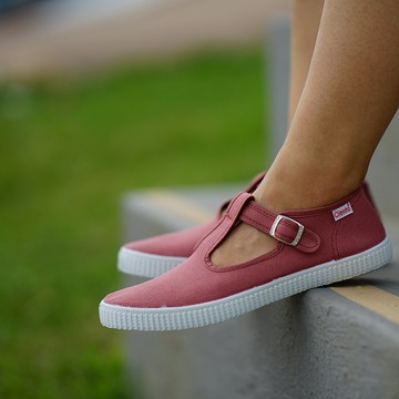 西班牙國民帆布鞋 CIENTA 51000 141 粉紅色 經典布料 大人 T字款