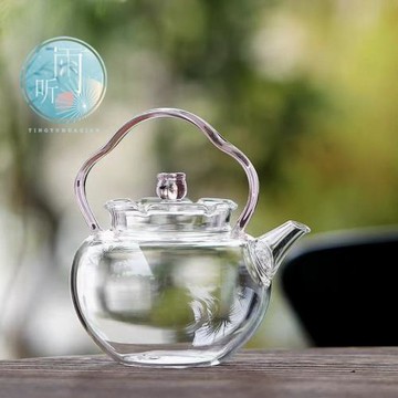 鈴蘭提梁壺高硼硅耐熱玻璃茶壺小壺帶過濾家用茶壺煮茶壺