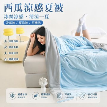 CS22 西瓜涼感夏被 冷氣被 可機洗冰絲夏涼被 單人雙人薄款涼被 宿舍家用夏天被子 180×200cm