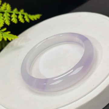 精品 漸變紫瑪瑙手鐲 55MM 冰透起光飄草花玉髓手環 辟邪祥瑞貴氣