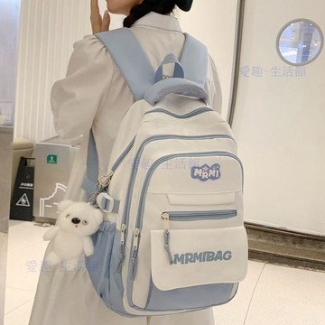 💖臺灣-熱賣💖初中女生書包高顏值女生 ins揹包大容量減負高中學生撞色雙肩包女06T7