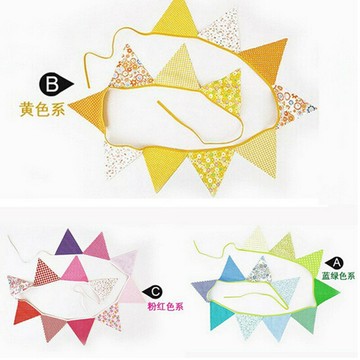 影樓韓式新款兒童攝影道具彩旗百天寶寶拍照 帳篷棉布三角旗 吊旗