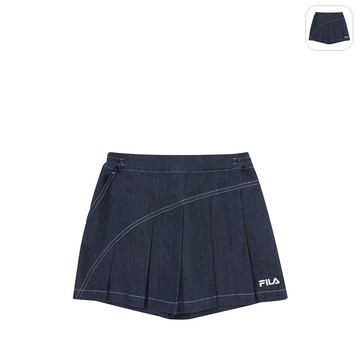 【FILA】KIDS 女童款 平織褲裙-深藍 5SHZ-4712-DB