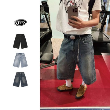 【OTIS】 【現貨】小伐木水洗裁片 七分褲 短褲 微彎廓型 街頭 美式 寬鬆感 中性
