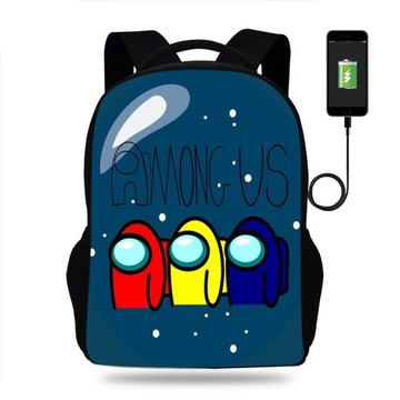 amongus書包太空狼人殺游戲周邊雙肩包帶USB學生動漫背包大容量