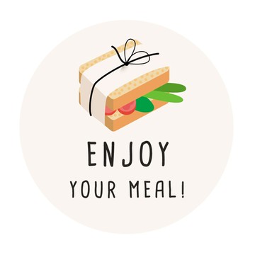 Donna&deco 美味享用圓形貼紙 5cm  三明治圖案  120個