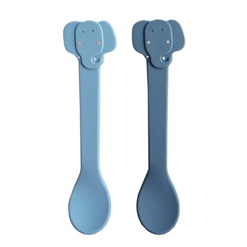 動物造型矽膠湯匙2入組-逗趣小象-trixie