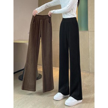 喇叭褲子女秋冬加絨加厚2026新款雪尼爾闊腿褲女垂感微喇女褲冬季