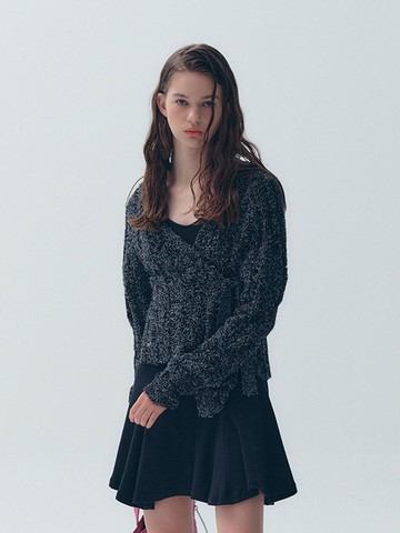 Unbalanced Belt Cardigan Black