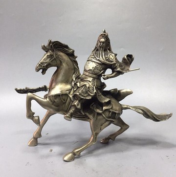 純銅騎馬關公擺件武財神關二爺鎮宅辦公室擺件家居裝飾仿古銅器